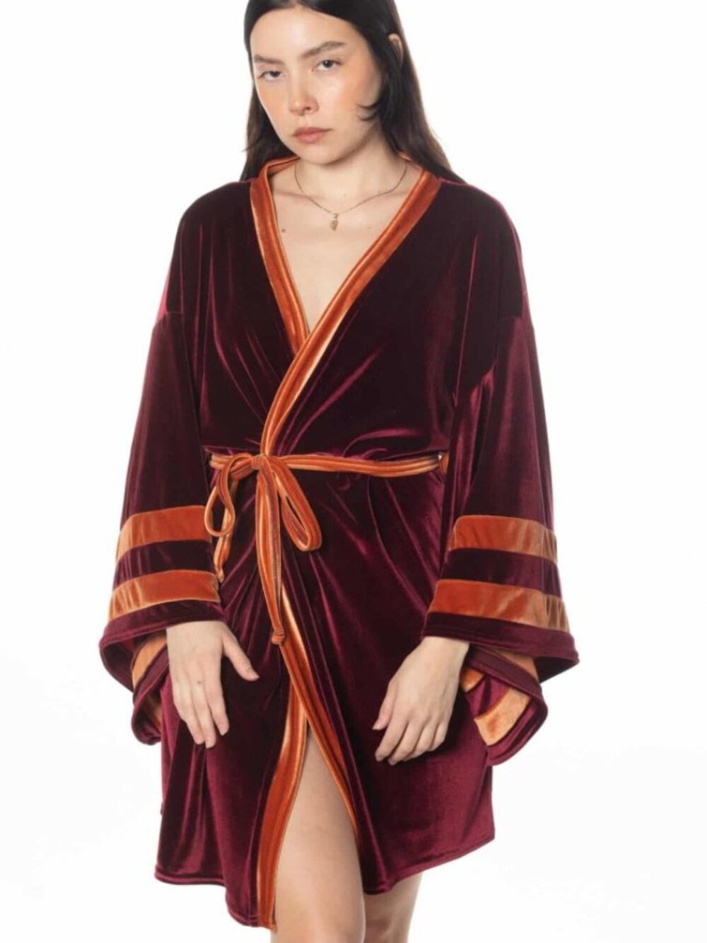 Solstice Intimates Velvet Short Robe | Peach | One Size - Picture 7 of 7